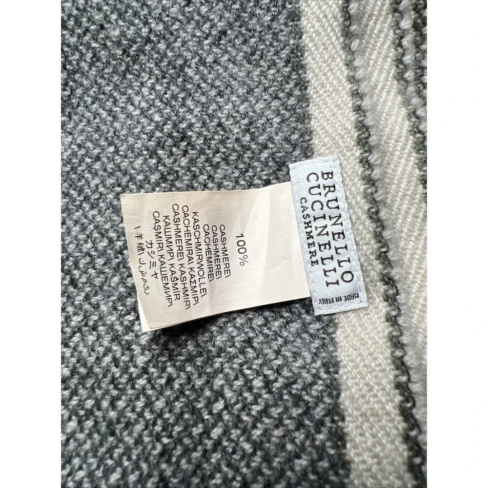 Brunello Cucinelli 100% Cashmere Shawl Scarf Wrap Grey Gray 19